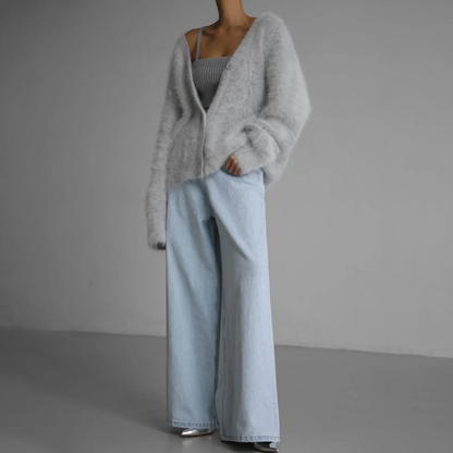 Adela - Cárdigan de cashmere de punto peluche mujer