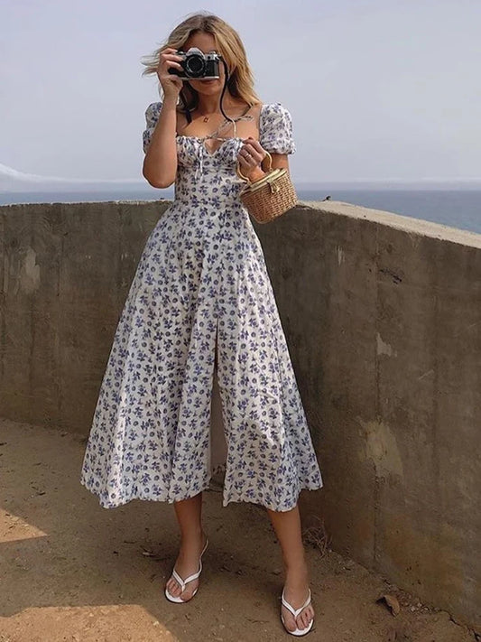 Aitana |  Vestido floral de manga abullonada