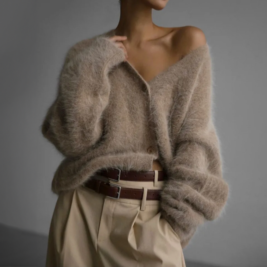 Adela - Cárdigan de cashmere de punto peluche mujer