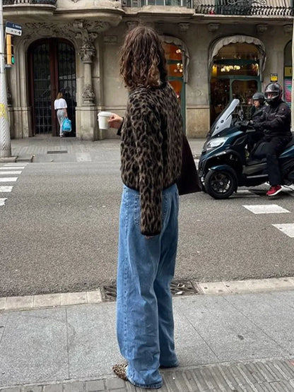 Kamila | Cárdigan de mujer con estampado de leopardo y cuello redondo