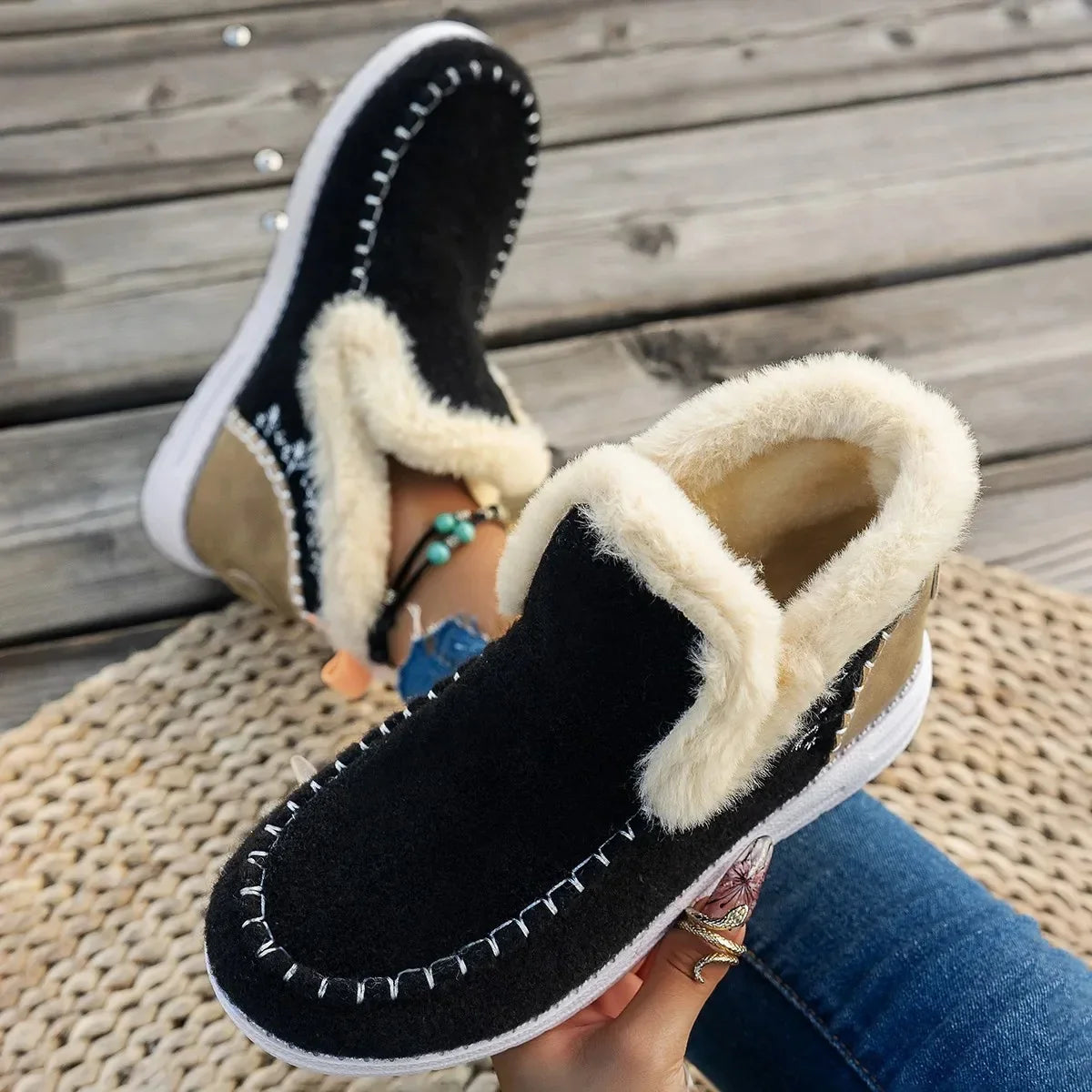 Marta - Botines de invierno para mujer con forro de borreguito