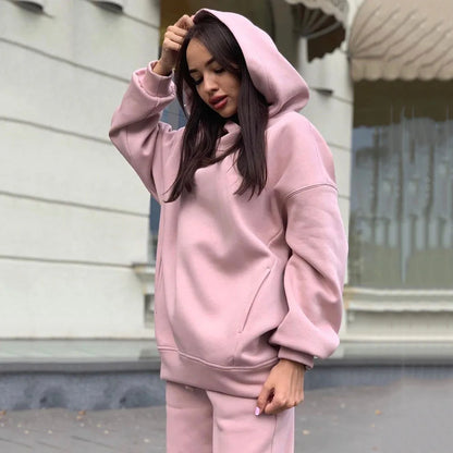 Andreea | Conjunto de hoodie monocromático con capucha para mujeres otoño e invierno