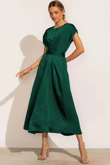 Daniela - Vestido satinado midi con nudo