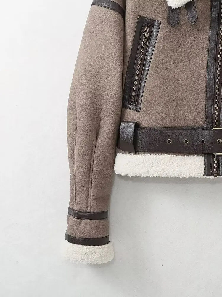 Teresa | Chaqueta cálida de shearling para mujer con cinturón