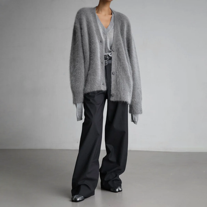 Adela - Cárdigan de cashmere de punto peluche mujer