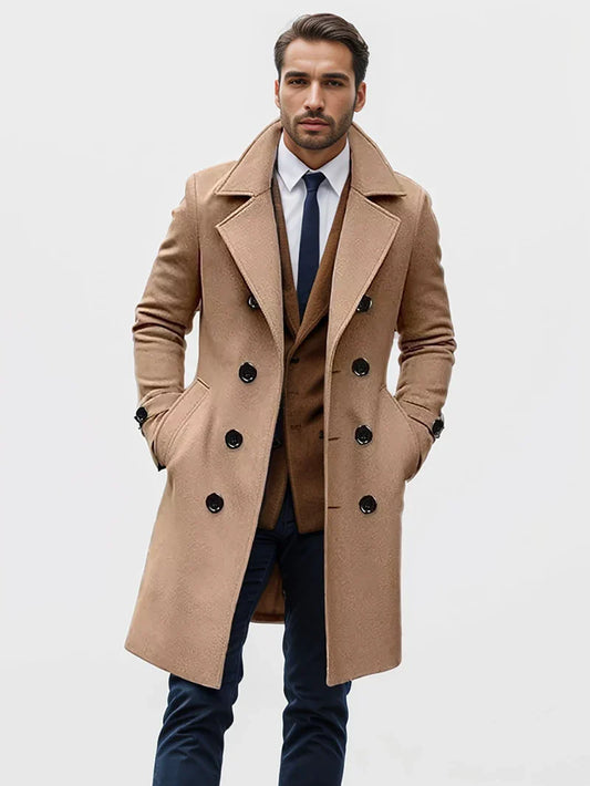 Rodrigo | Trench coat de moda doble abotonado para hombre