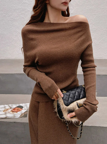 Kwerida | Conjunto de dos piezas de falda y pulóver de moda para otoño e invierno