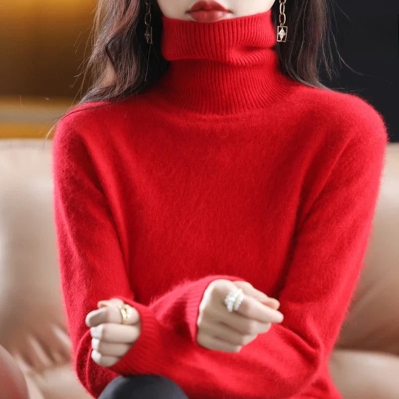 Amelia - Suéter  cachemira cuello alto mujer manga larga