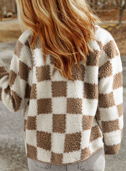 Briana | Abrigo de cuadros vintage oversize para mujer, cálido y acogedor
