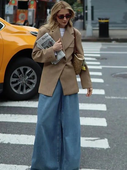 Magdhalena | Blazer de moda para mujer con mangas largas y solapa con muesca