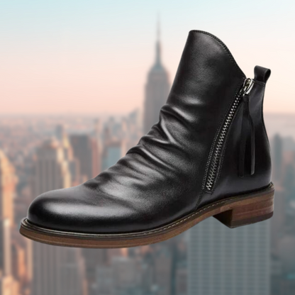 Renata – Botines de cuero con cremallera lateral