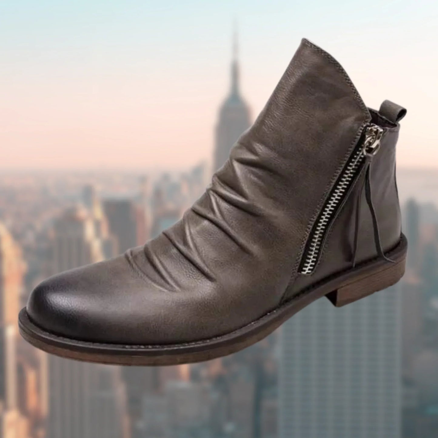Renata – Botines de cuero con cremallera lateral