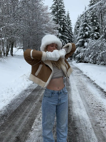 Mhyllovyn | Chaqueta elegante de ante con pelo suave para el invierno para mujer