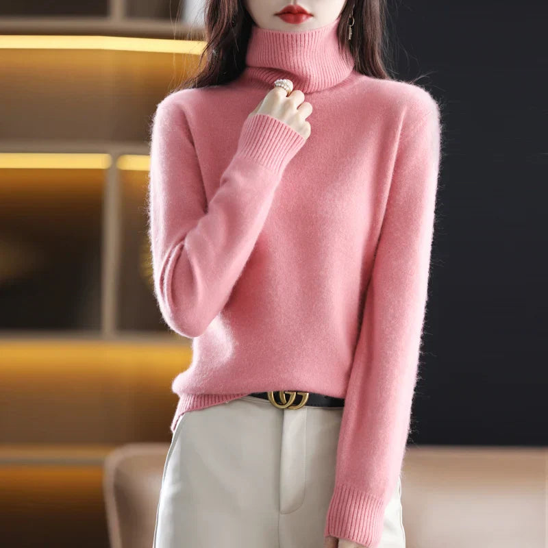 Amelia - Suéter  cachemira cuello alto mujer manga larga