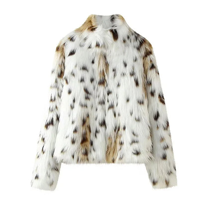 Wynona | Chaqueta de piel sintética vintage con estampado de leopardo