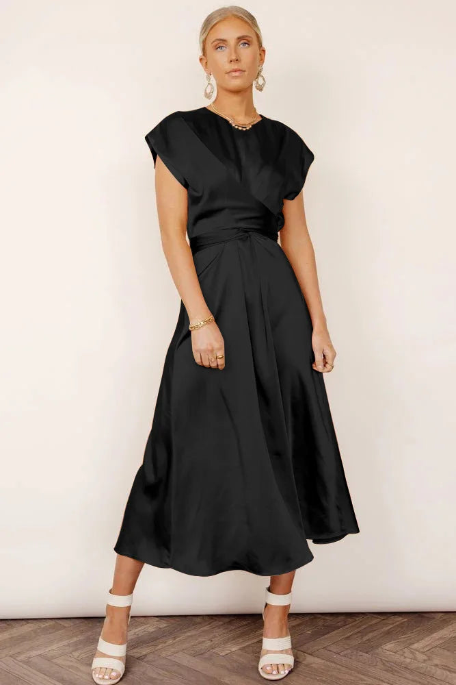 Daniela - Vestido satinado midi con nudo