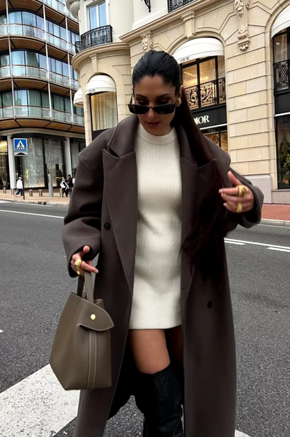Claudia - Abrigo Mujer Largo de Lana con Solapa