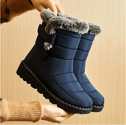 Alaska - Botas de nieve azul marino con forro de pelo para mujer