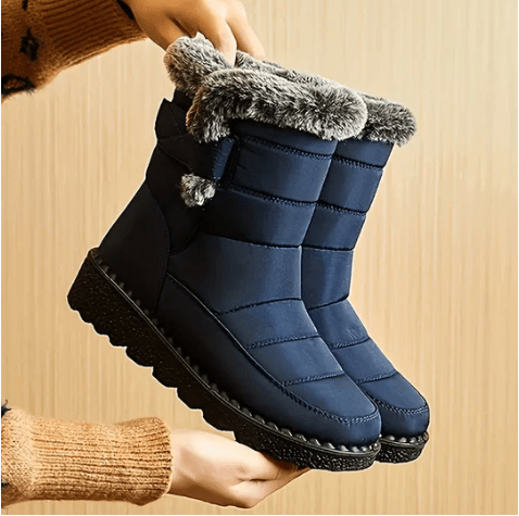 Alaska - Botas de nieve azul marino con forro de pelo para mujer