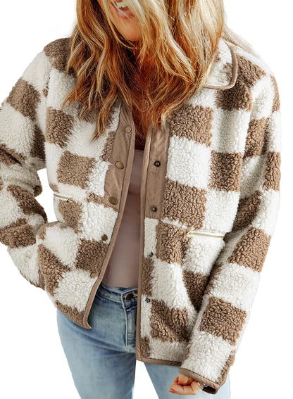 Briana | Abrigo de cuadros vintage oversize para mujer, cálido y acogedor