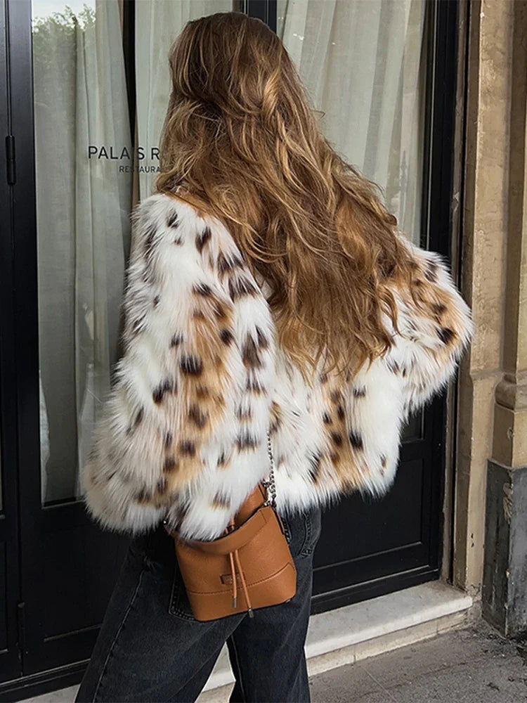 Wynona | Chaqueta de piel sintética vintage con estampado de leopardo