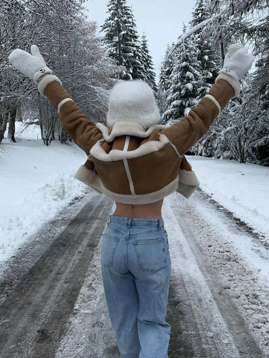 Mhyllovyn | Chaqueta elegante de ante con pelo suave para el invierno para mujer