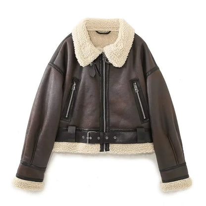 Teresa | Chaqueta cálida de shearling para mujer con cinturón