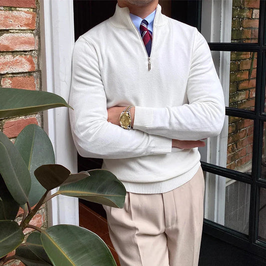 Martín - Suéter hombre media cremallera cuello alto