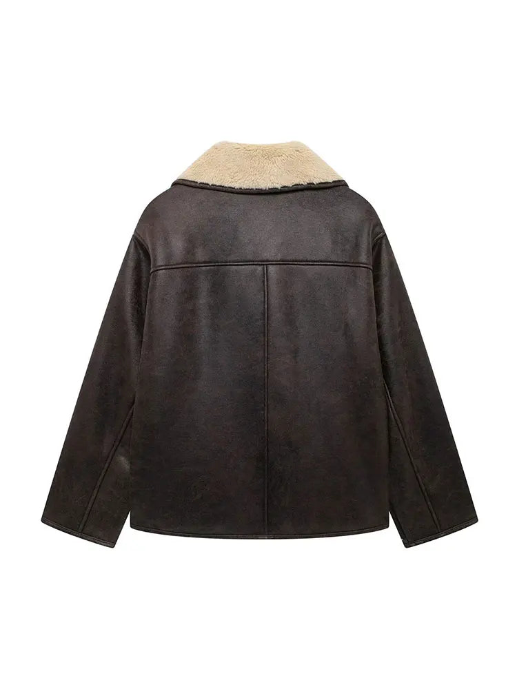 Serafina | Chaqueta femenina combinada de faux leather