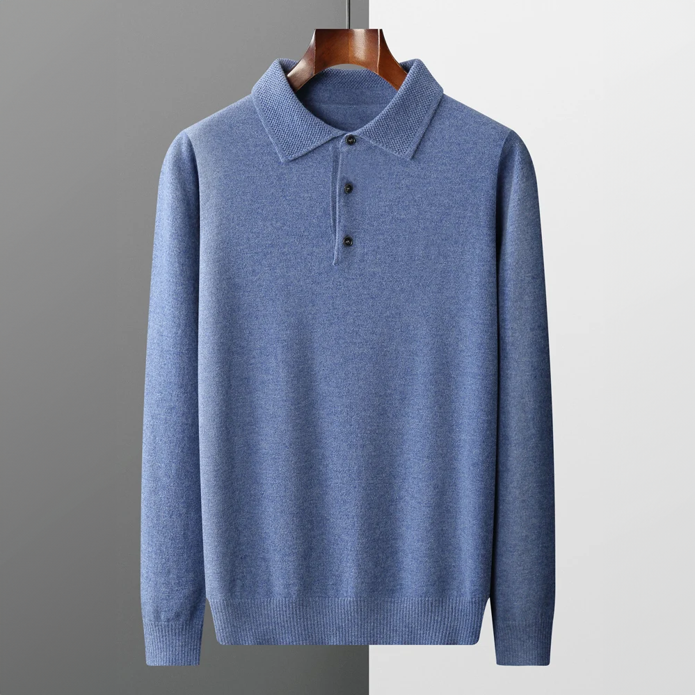 Damián - Suéter polo hombre manga larga con botones