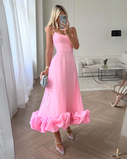 Isabella – Vestido de Fiesta con Tirantes y Volantes