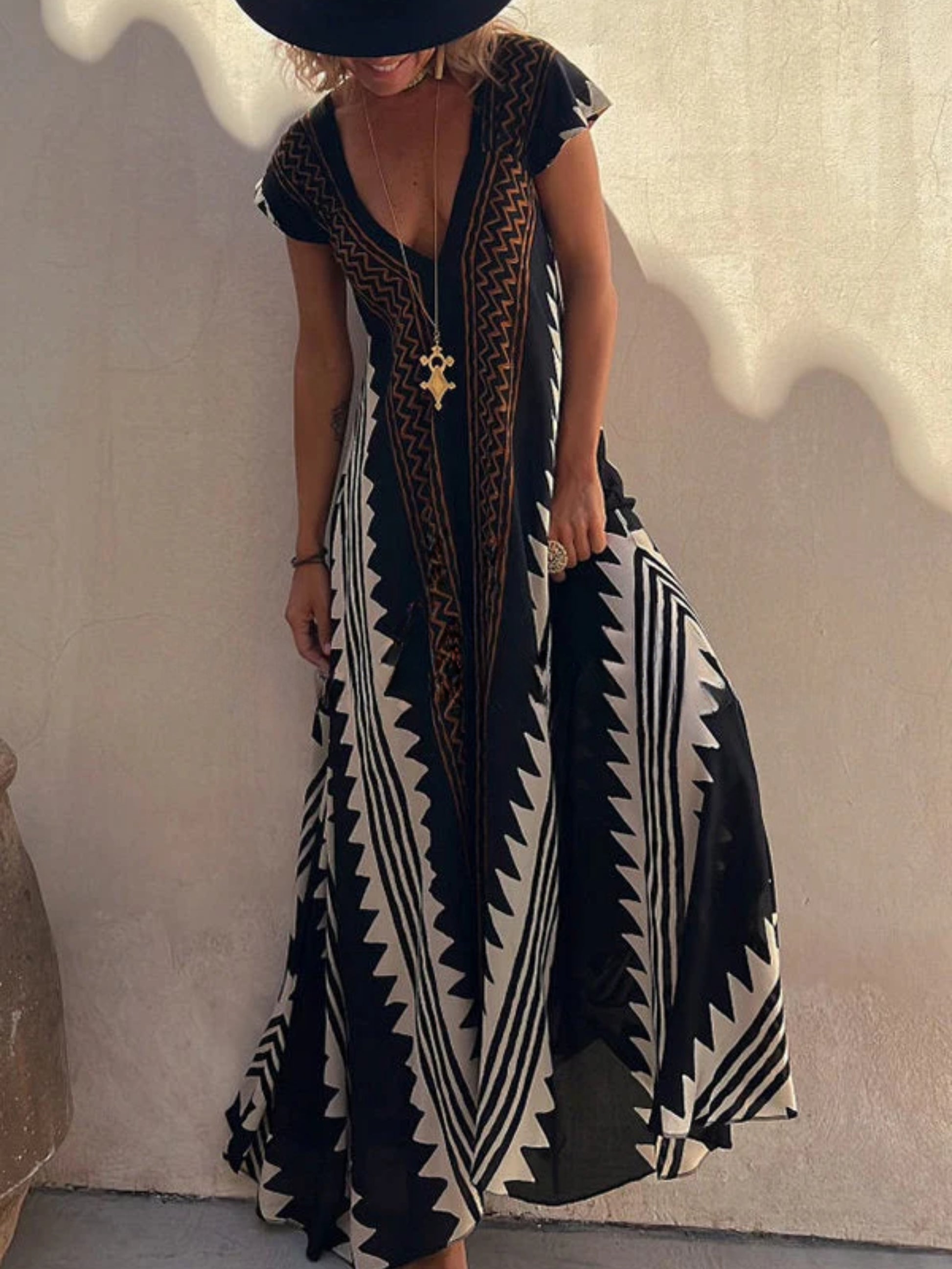 Ana | Vestido maxi estampado etnico elegante