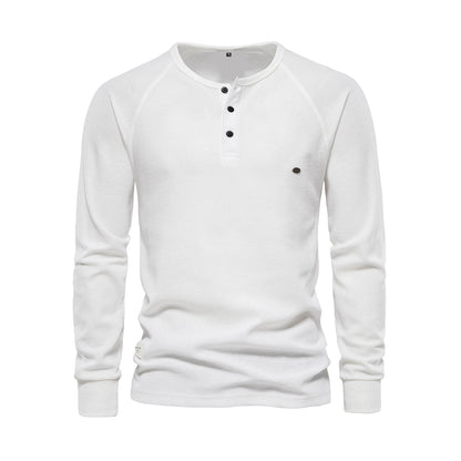 Santiago - Camiseta Henley manga larga con botones hombre