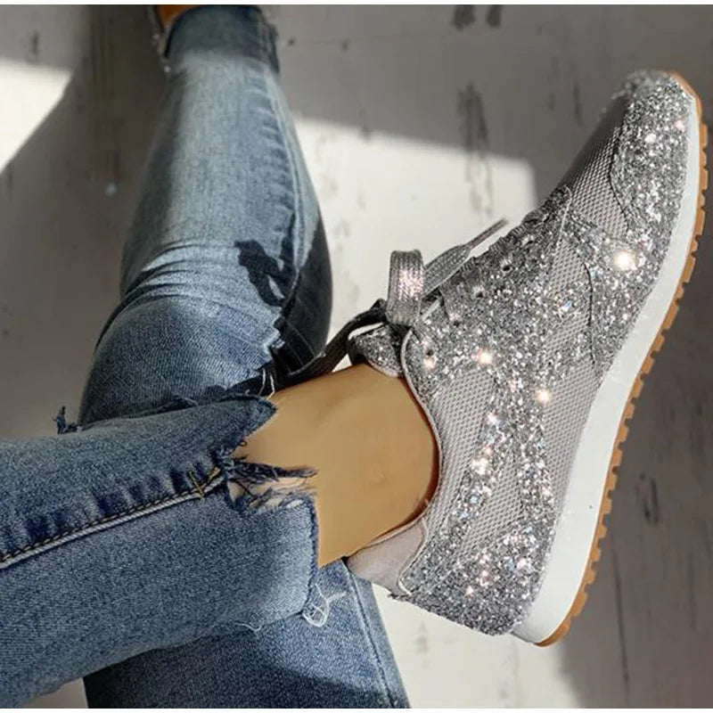 Yamilis | Zapatillas deportivas con brillantina y paillettes