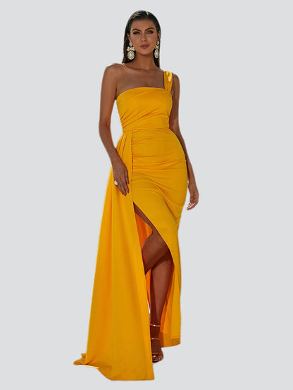 Rhakel | Vestido de noche maxi drapeado para el baile de graduación