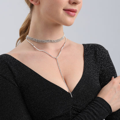 Camila | Collar de aleación versátil con diamantes completos en múltiples capas