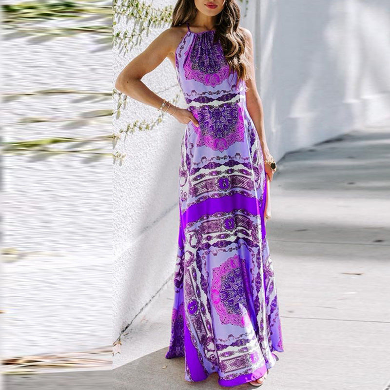 Layla - Maxivestido boho con estampado halter
