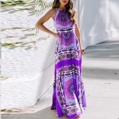 Layla - Maxivestido boho con estampado halter