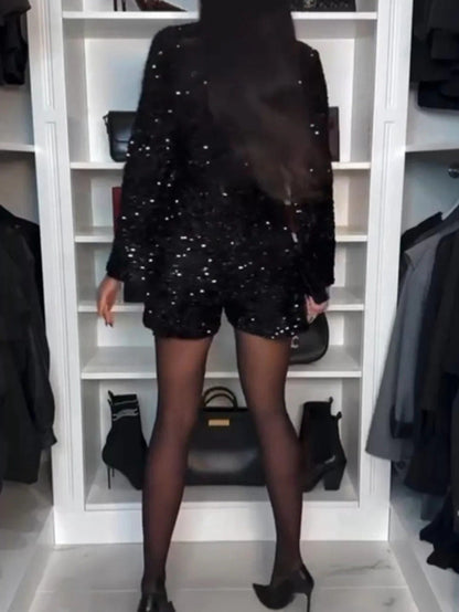 Julieta - Vestido corto de lentejuelas negras
