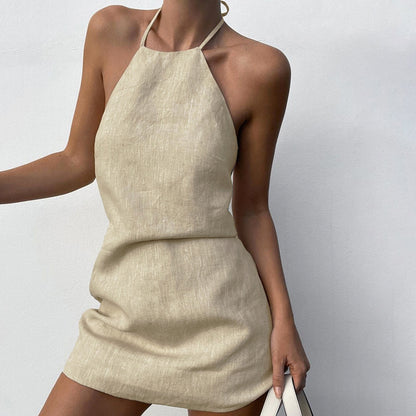 Talia - Minivestido halter de lino