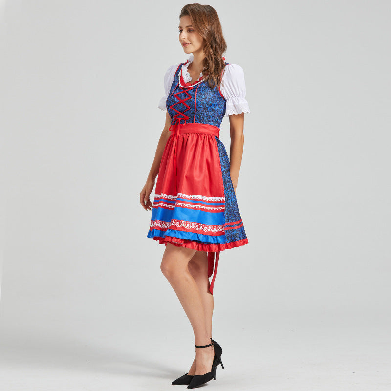 Natalia - Vestido tradicional dirndl rojo y azul