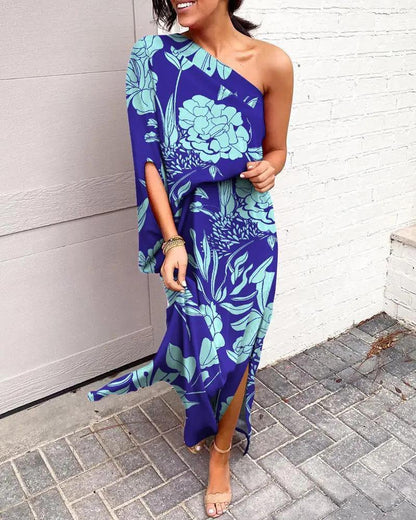 Regina - Vestido floral midi asimétrico
