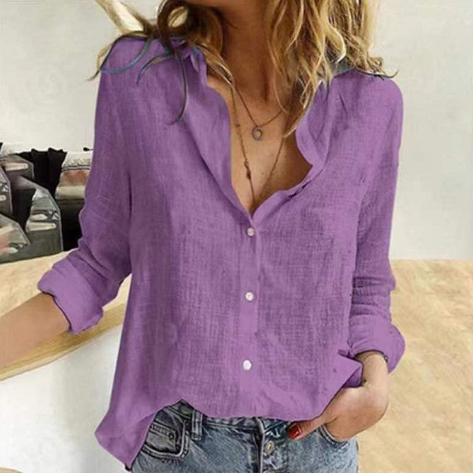 Niza - Blusa informal de lino con botones