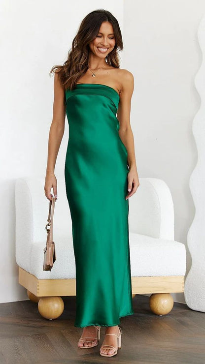 Valeria - Vestido satinado palabra de honor