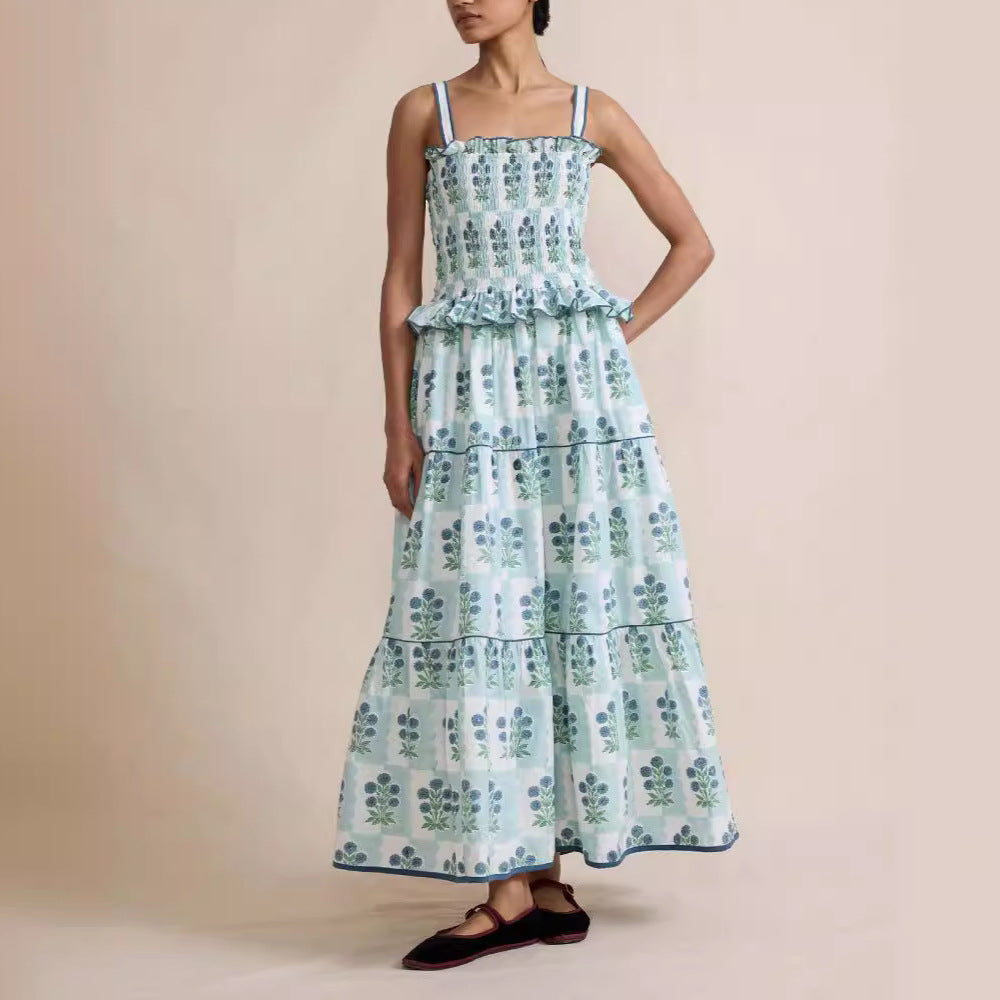 Naia - Maxivestido floral smocked de mujer