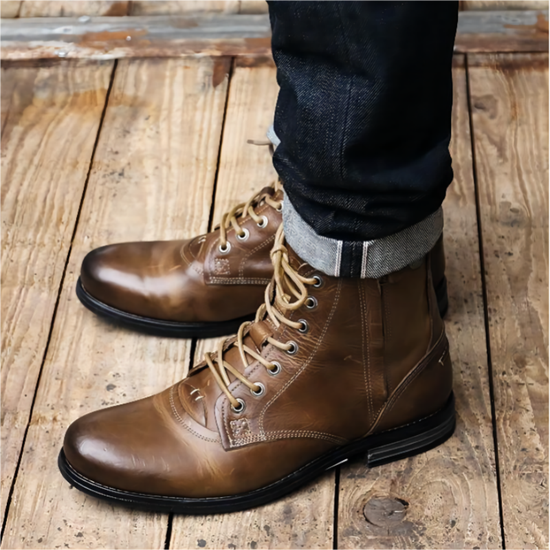 Benjamen | Botas de vaquero para hombre, estilo retro, con cordones