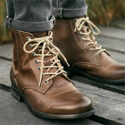 Benjamen | Botas de vaquero para hombre, estilo retro, con cordones