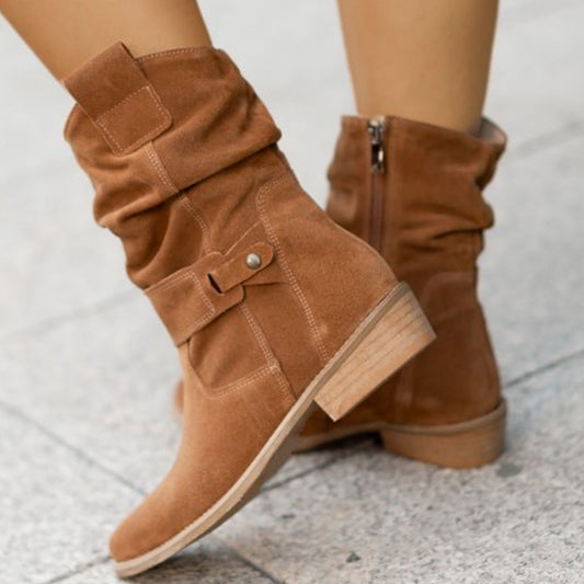 Camila - Botas de ante holgadas hasta la mitad de la pantorrilla