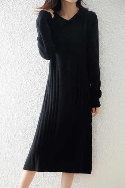Isabela - Vestido de punto para mujer con cuello clásico