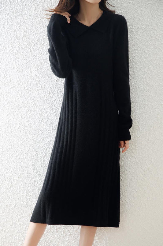 Isabela - Vestido de punto para mujer con cuello clásico